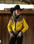 *YOUTH* GOLD SPADE SPARKLE PERFORMANCE RODEO SHIRT