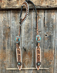 Whipstitch Copper Turquoise  Browband / One Ear Tack Set 