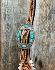 Whipstitch Copper Turquoise  Browband / One Ear Tack Set 