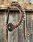 Whipstitch Copper Turquoise  Browband / One Ear Tack Set 