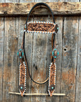 Whipstitch Copper Turquoise  Browband / One Ear Tack Set 