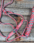 Coral and Grey Mule Tape Halter - Pastel Roses 