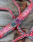 Coral and Grey Mule Tape Halter - Pastel Roses 