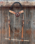 Floral Tooled V-Brow Headstall / Bridle 