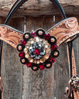 Floral Tooled V-Brow Headstall / Bridle 