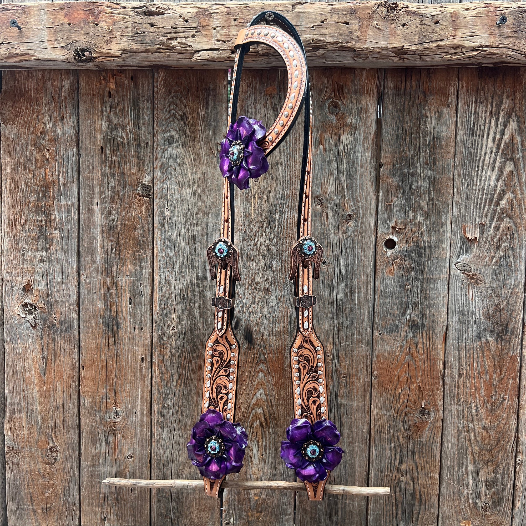 Silver Buckstitch One Ear Headstall / Bridle 