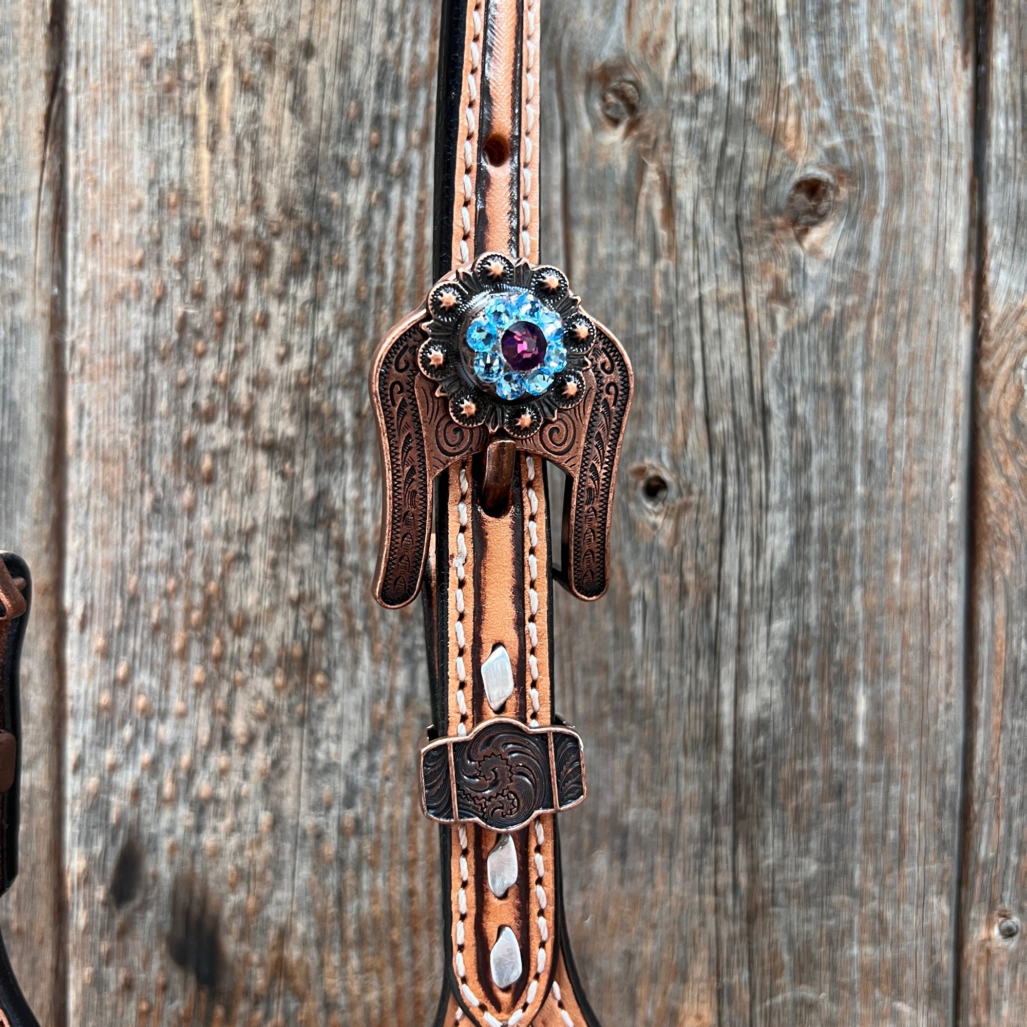 Silver Buckstitch One Ear Headstall / Bridle 