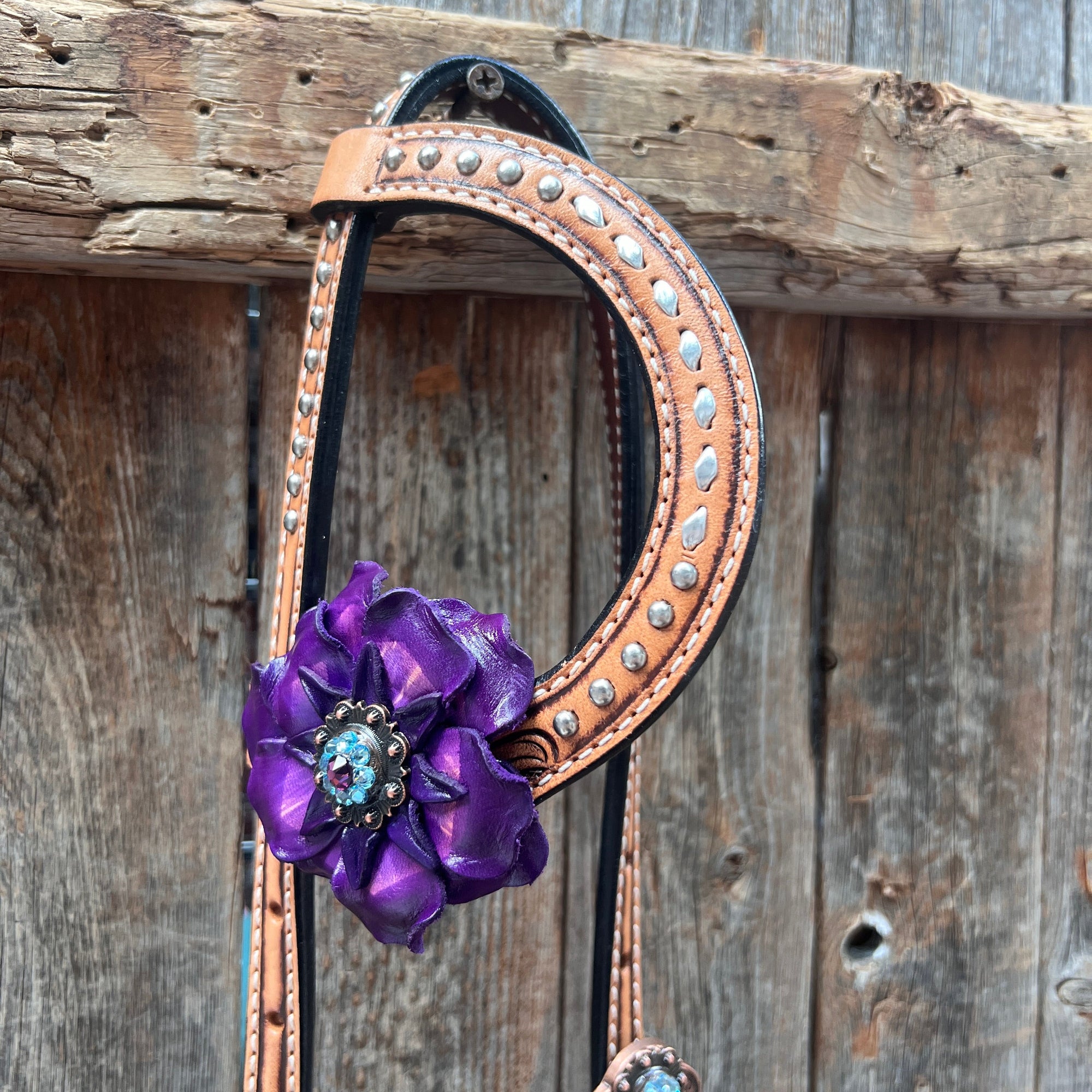 Silver Buckstitch One Ear Headstall / Bridle 