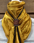35X35" Solid Mustard Yellow Wild Rag / Scarf - Leather Slide and Bolo Tie