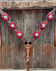 Classic Red and Turquoise Browband / One Ear Tack Set 