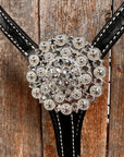 Black Floral Bright Clear Browband / One Ear Tack Set 