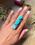 3-Stone Sonoran Turquoise Sterling Silver Ring – Adjustable