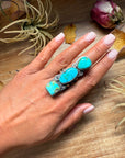 3-Stone Sonoran Turquoise Sterling Silver Ring – Adjustable
