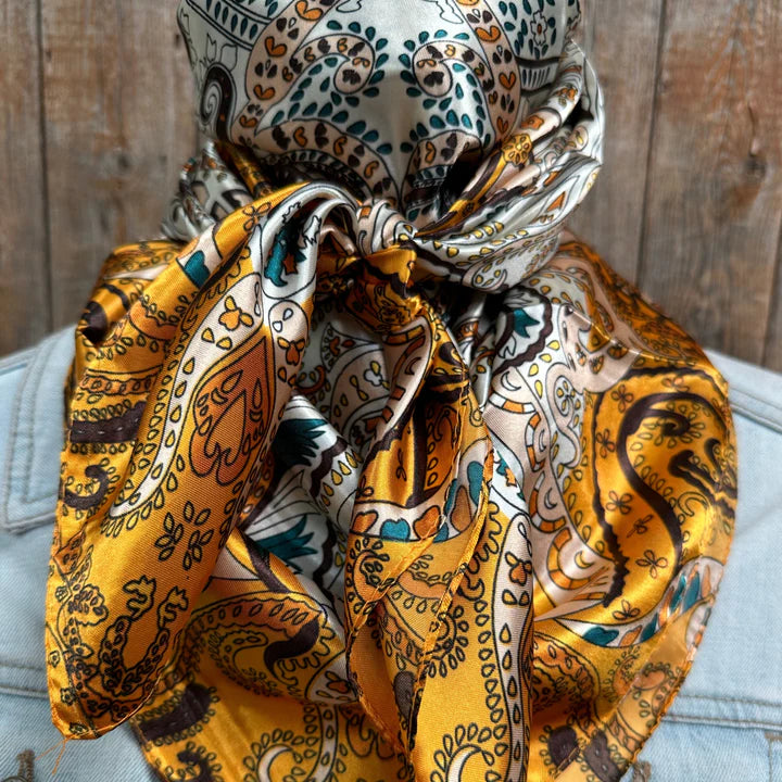 Golden, Green and Brown Paisley Wild Rag/Scarf