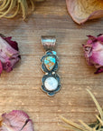 Golden Hills Turquoise & White Buffalo Sterling Silver Pendant