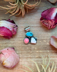 Kingman Turquoise, Pink Conch & White Buffalo Sterling Silver Pendant