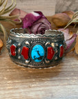 Coral & Turquoise Sterling Silver Cuff Bracelet – Stamped Errick