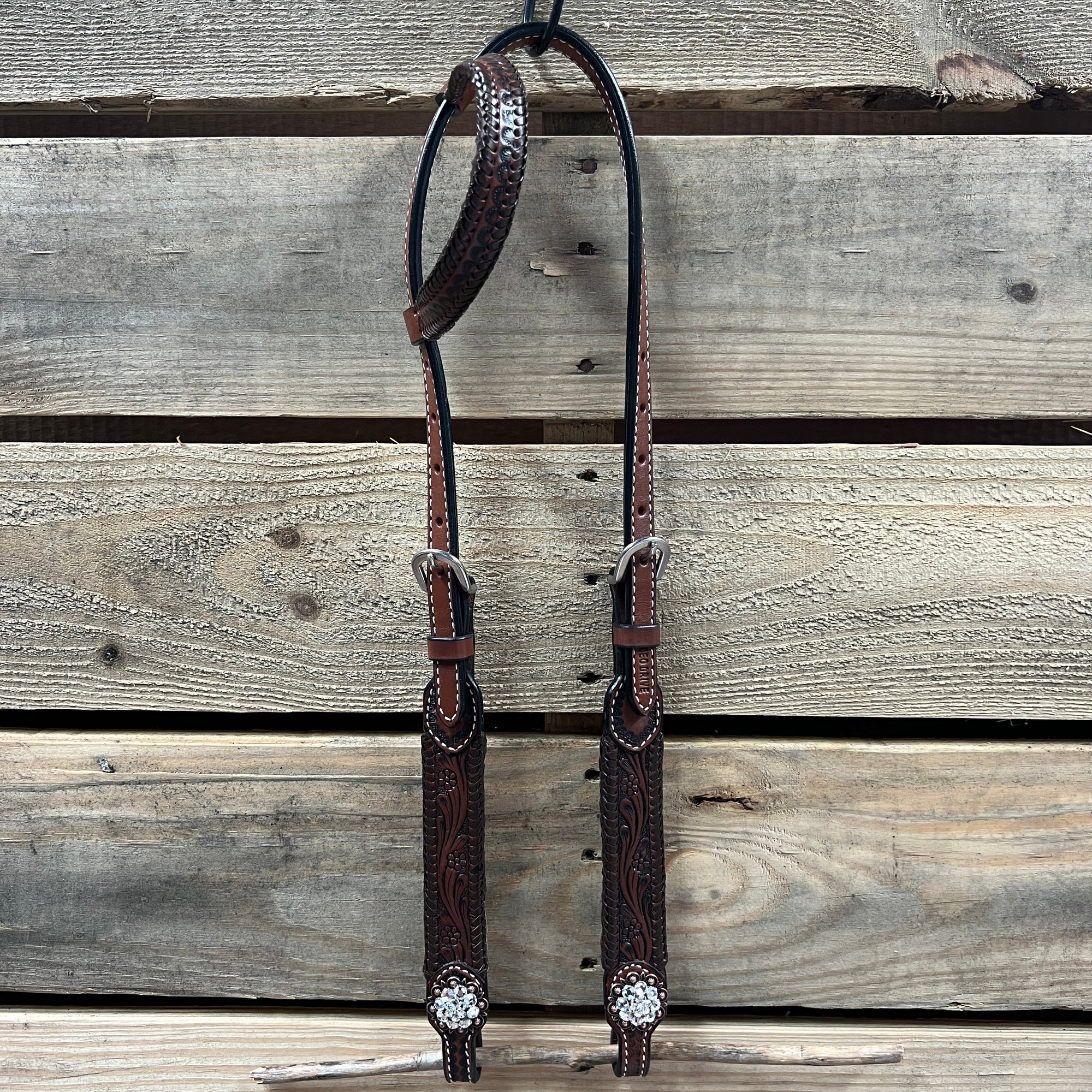 Dark Oil Braid Copper Clear Browband Tack Set  