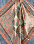 35X35" Orange and Gold Floral Wild Rag / Scarf WR3393