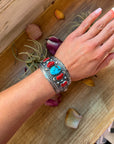 Coral & Turquoise Sterling Silver Cuff Bracelet – Stamped Errick