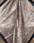 35X35"  Black and Tan Floral Paisley Wild Rag / Scarf WR3383