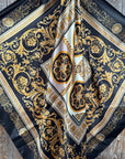 35X35" Black and Gold Floral Wild Rag / Scarf WR3391