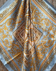 35X35" Blue and Gold Floral Wild Rag / Scarf WR3392