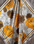 35X35"  Yellow and Brown Roses Wild Rag / Scarf WR3395