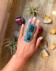 Black Jack & Kingman Turquoise Sterling Silver Statement Ring – Adjustable