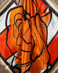 35X35"  Orange, Tan and Brown Rose Wild Rag / Scarf WR3398