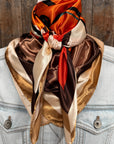 35X35"  Orange, Tan and Brown Rose Wild Rag / Scarf WR3398