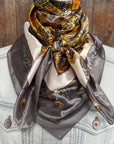 35X35"  Grey and Yellow Safari Wild Rag / Scarf WR3424