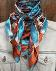 35X35"  Aqua Floral Wild Rag / Scarf WR911