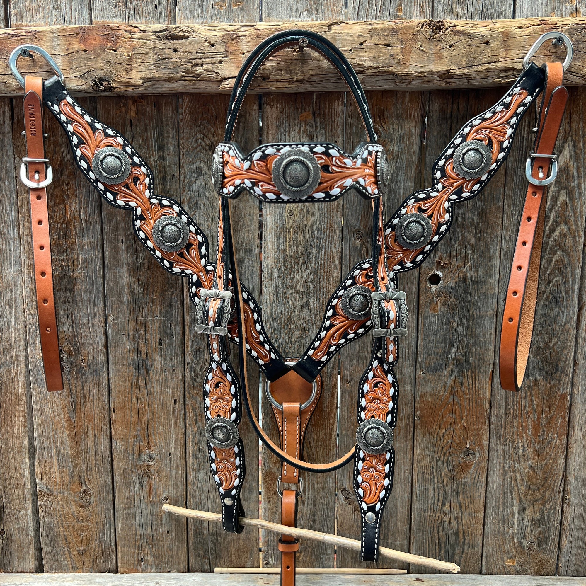 Classic Antique Silver Browband/One Ear Tack Set  