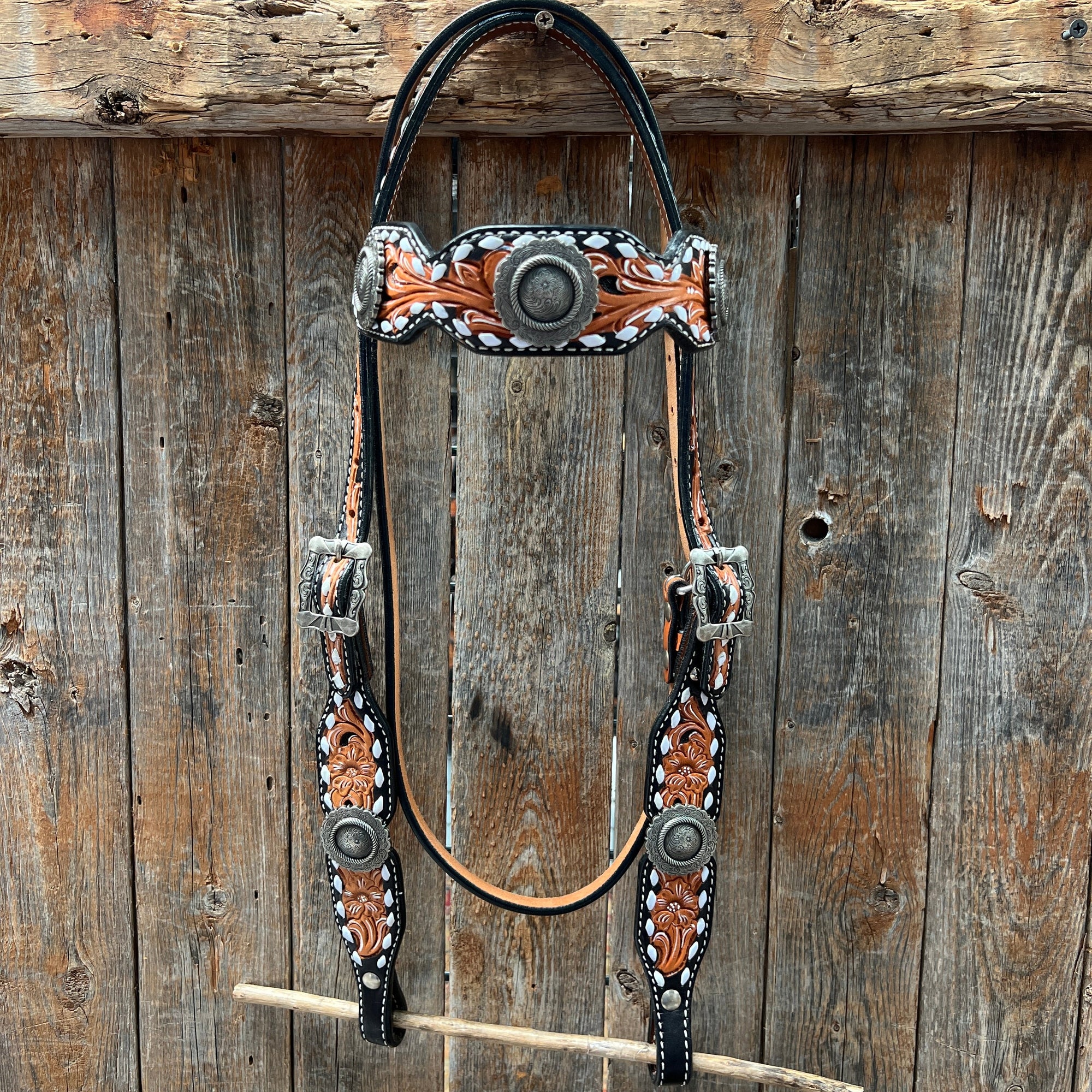 Classic Antique Silver Browband/One Ear Tack Set  