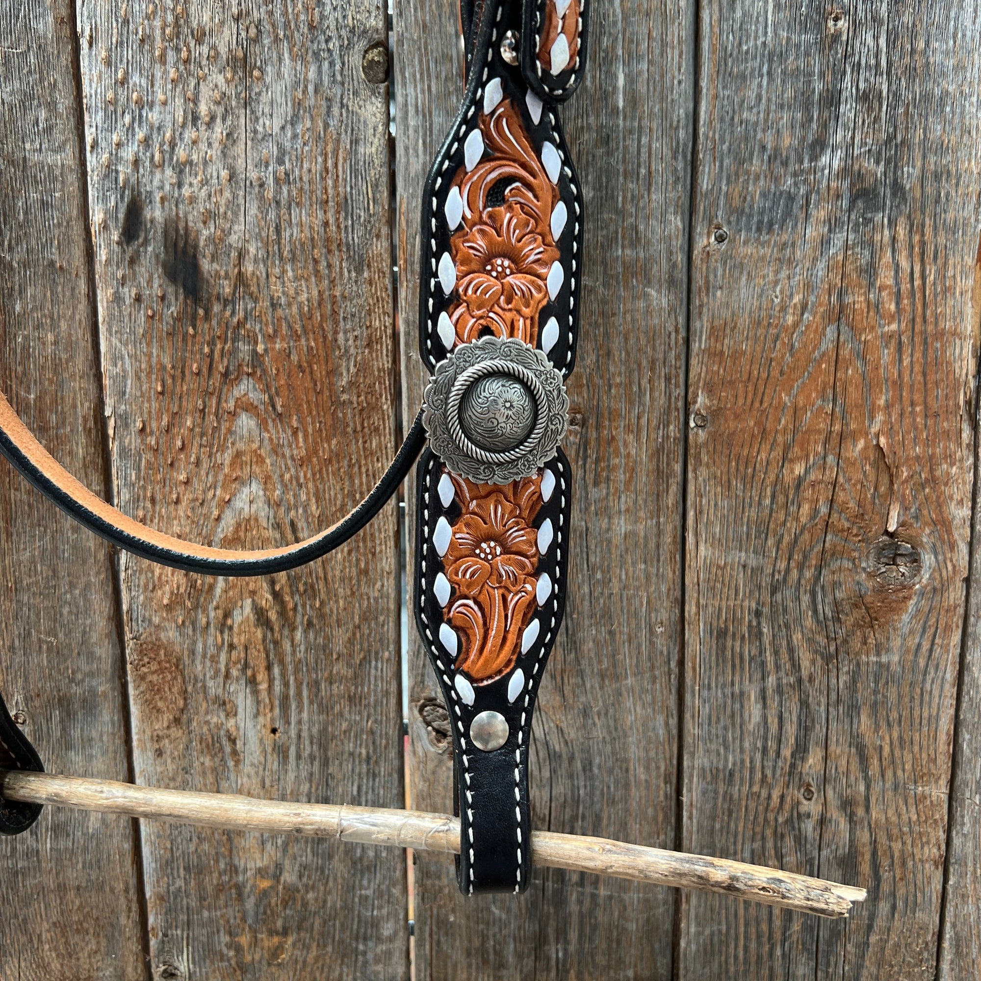 Classic Antique Silver Browband/One Ear Tack Set  