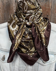 35X35" Sage and Brown Floral Paisley Wild Rag / Scarf WR3385
