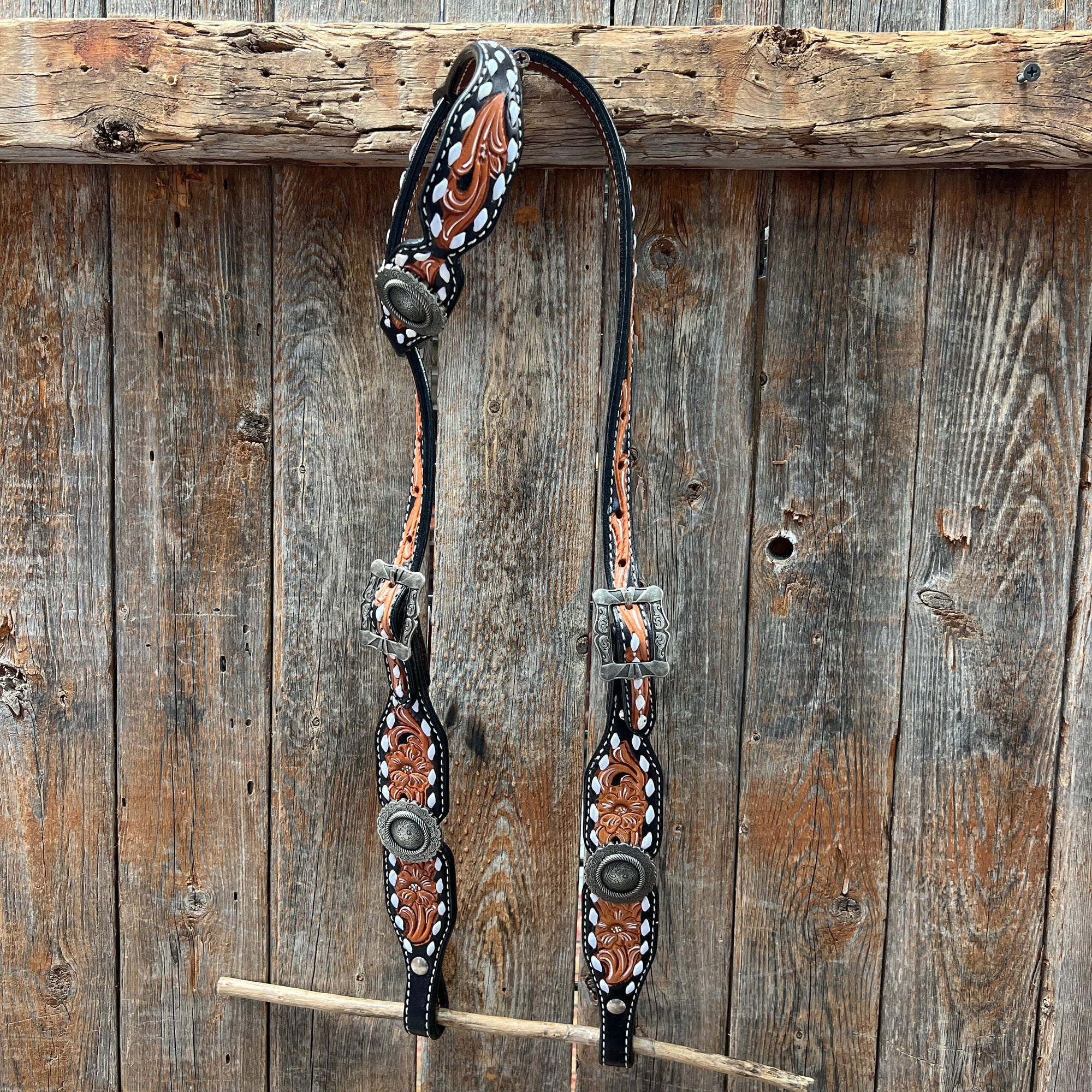 Classic Antique Silver Browband/One Ear Tack Set  