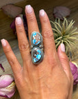 2-Stone Golden Hills Turquoise Sterling Silver Ring – Adjustable