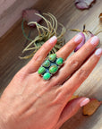 Green Turquoise Sterling Silver Cluster Ring – Size 6