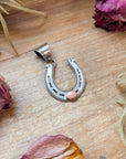 Sterling Silver Horseshoe Pendant with Pink Conch