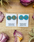 Sterling Silver Magnetite Turquoise Cluster Stud Earrings – Handmade in USA
