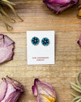 Zuni Kingman Turquoise Mini Cluster Stud Earrings