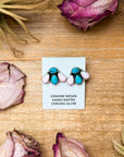 Sterling Silver Pink Conch & Kingman Turquoise Stud Earrings