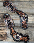 Triple Tone Floral Fuchsia, AB, Lilac Spur Straps 
