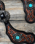 Teal Dot Diamond Antique Silver Turquoise Western Conchos Spur Straps 