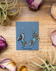 The Trouble – Sterling Silver Horse Earrings with Kingman Turquoise – Native Made by L.Y.