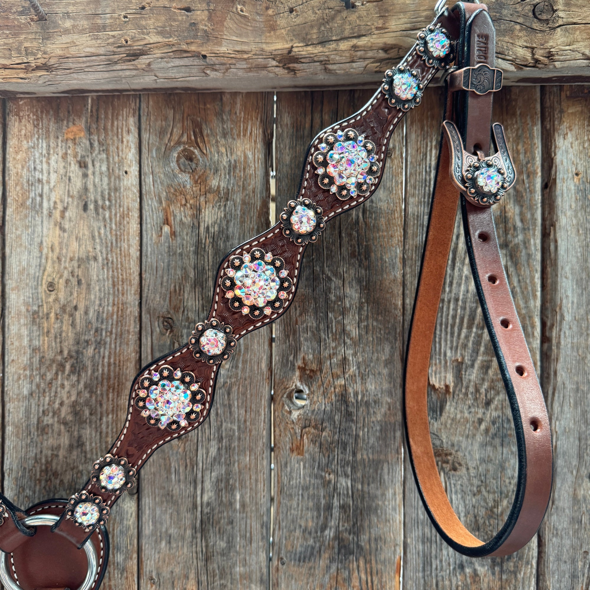Medium Oil Basketweave AB Browband/One Ear Tack Set  