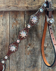 Medium Oil Basketweave AB Browband/One Ear Tack Set  