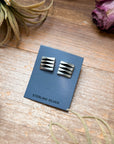 Sterling Silver Square Stud Earrings – Native Made by L. Tahe (Navajo Artist)